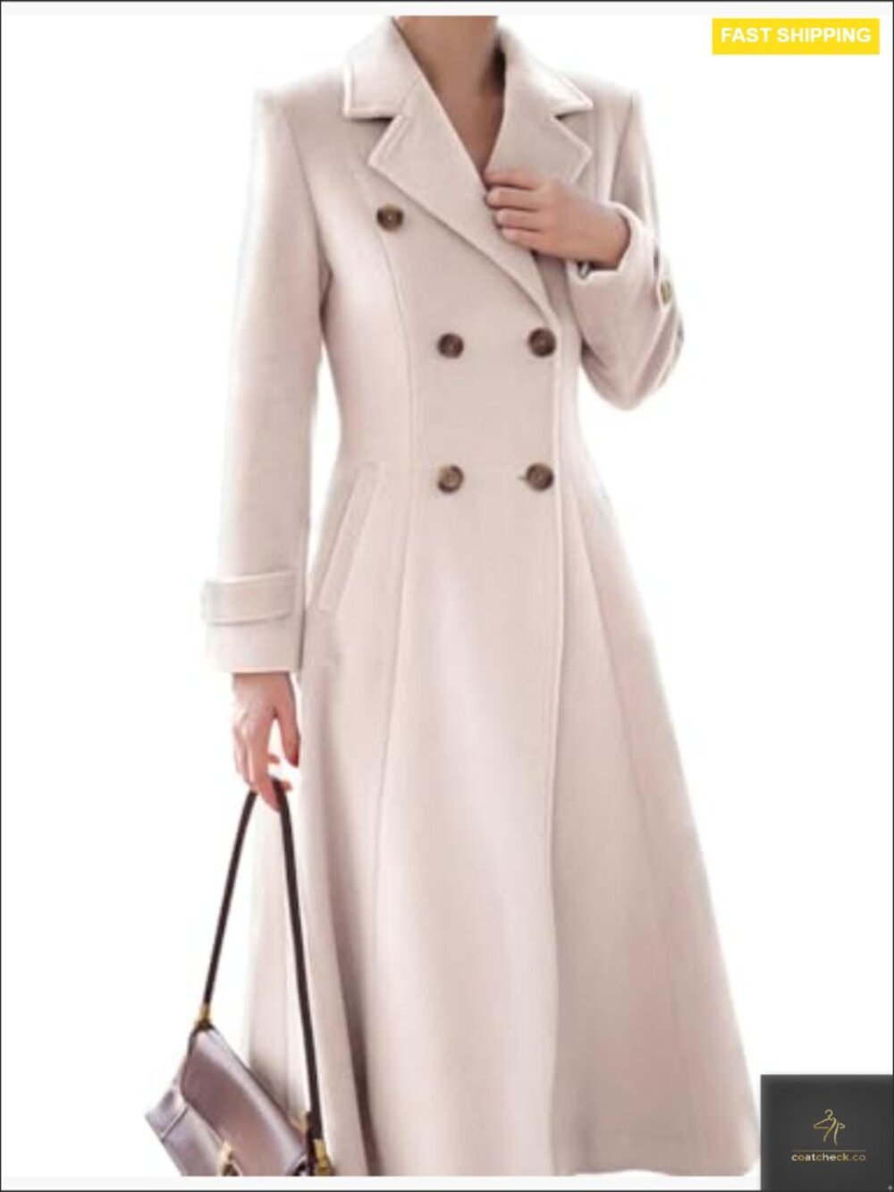 Long Wool Peacoat Double Breasted Maxi Trench Fall Winter Classic Slim Fit - Picture 2 of 6